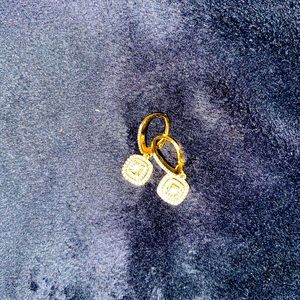 Diamond halo drop earrings